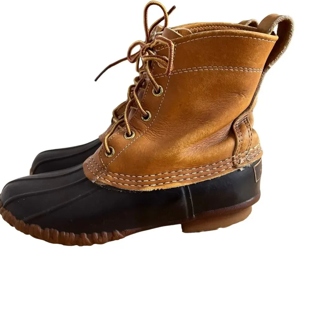 LL Bean Boots Womens 6 Brown Leather Thinsulate Maine Hunting Shoe Duck Vintage